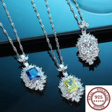 S925 Silver Citrine Pendant Necklace Wedding Jewelry