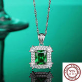 High Carbon Diamond Emerald Gem Pendant Necklace Women S925 Silver