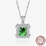 High Carbon Diamond Emerald Gem Pendant Necklace Women S925 Silver