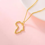 925 Silver 18k Africa Map Necklace Hollow Pendant Jewelry Gift