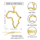 925 Silver 18k Africa Map Necklace Hollow Pendant Jewelry Gift