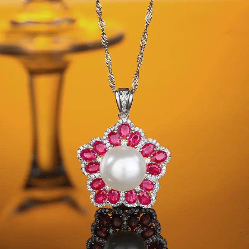 S925 Star Pearl Pendant Necklace European American Jewelry