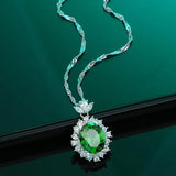 S925 Turquoise Pendant Necklace Retro Engagement Wedding Jewelry