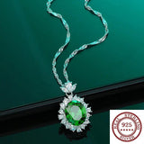 S925 Turquoise Pendant Necklace Retro Engagement Wedding Jewelry