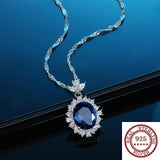 S925 Turquoise Pendant Necklace Retro Engagement Wedding Jewelry