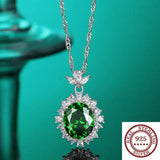 S925 Turquoise Pendant Necklace Retro Engagement Wedding Jewelry