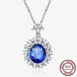 925 Silver Diamond Navy Crystal Pendant Necklace