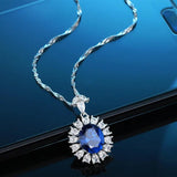 S925 Silver Diamond Ruby Pendant Necklace High-end Jewelry Gift