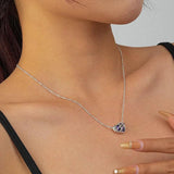 S925 Sterling Silver Love Clavicle Chain Necklace Pendant