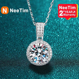 2Ct Moissanite Necklace Silver Plated Lab Diamond Wedding Pendant