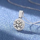 2Ct Moissanite Necklace Silver Plated Lab Diamond Wedding Pendant