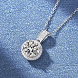 2Ct Moissanite Necklace Silver Plated Lab Diamond Wedding Pendant
