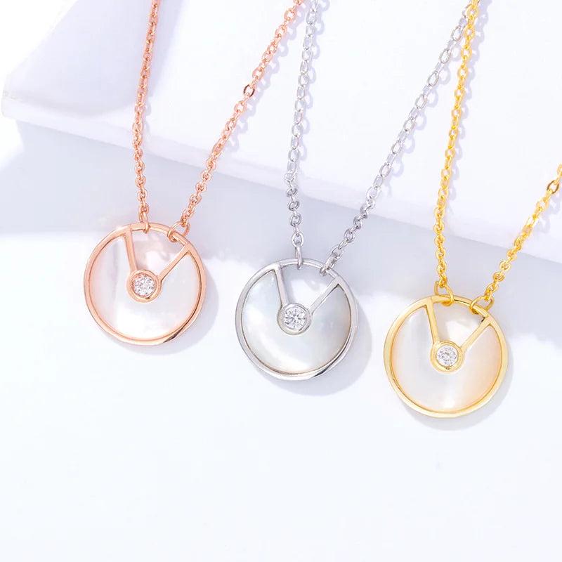 925 Silver Amulet Necklace Red Agate Women Mother Shell All Match Jewelry