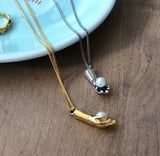 925 Sterling Silver Vintage Palm Finger Necklace Pendant