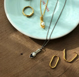 925 Sterling Silver Vintage Palm Finger Necklace Pendant