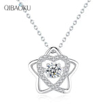 S925 Silver Necklace Pentagram Pendant Beating Heart Moissanite Jewelry