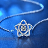 S925 Silver Necklace Pentagram Pendant Beating Heart Moissanite Jewelry