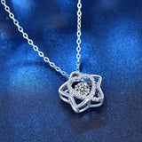 S925 Silver Necklace Pentagram Pendant Beating Heart Moissanite Jewelry