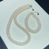 Natural Freshwater Pearl choker collarbone chain Necklace Bracelet Sets