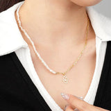 925 Silver Pearl Clavicle Chain Necklace Pendant