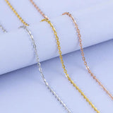 925 Sterling Silver Cable Chain Necklace 0.8mm White/Yellow/Rose