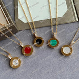 Classic Zircon Pendant Necklace Double Sided Ladies Jewelry