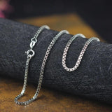 Vintage S925 Sterling Silver Double Circle Square Box Chain Necklace