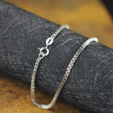 Vintage S925 Sterling Silver Double Circle Square Box Chain Necklace