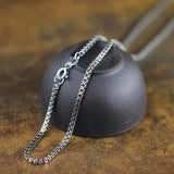 Vintage S925 Sterling Silver Double Circle Square Box Chain Necklace