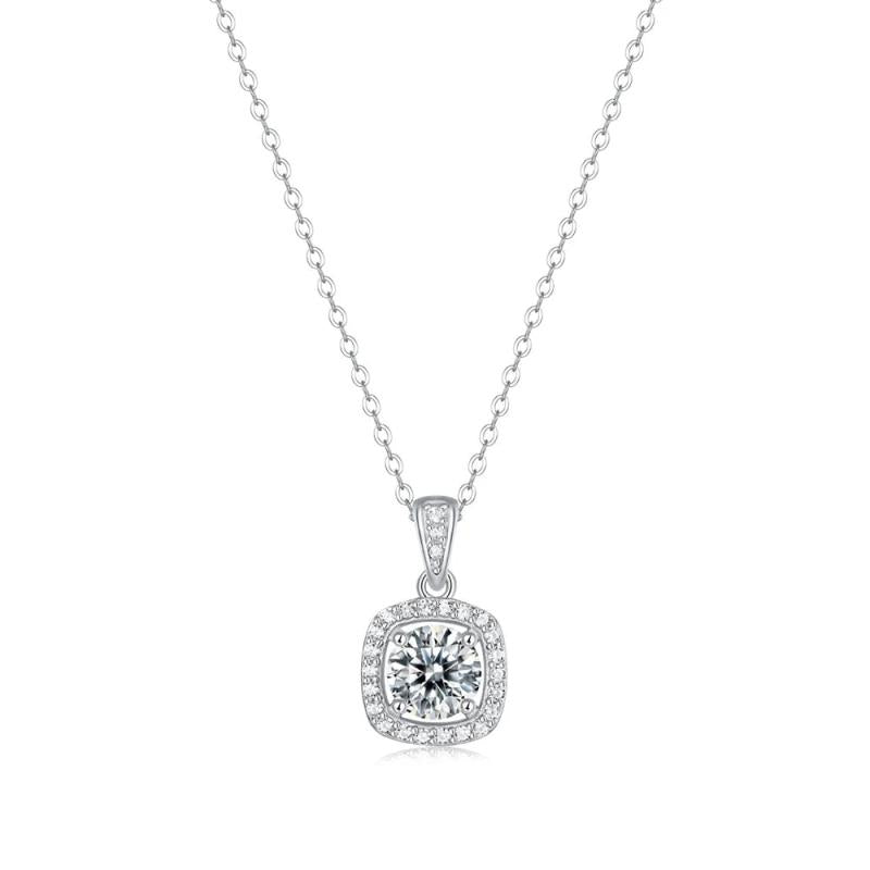 1CT D Moissanite Diamond Gemstone Necklace Pendant