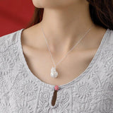 ZFSILVER S925 Sterling Silver 3-D Gourd Necklaces For Women