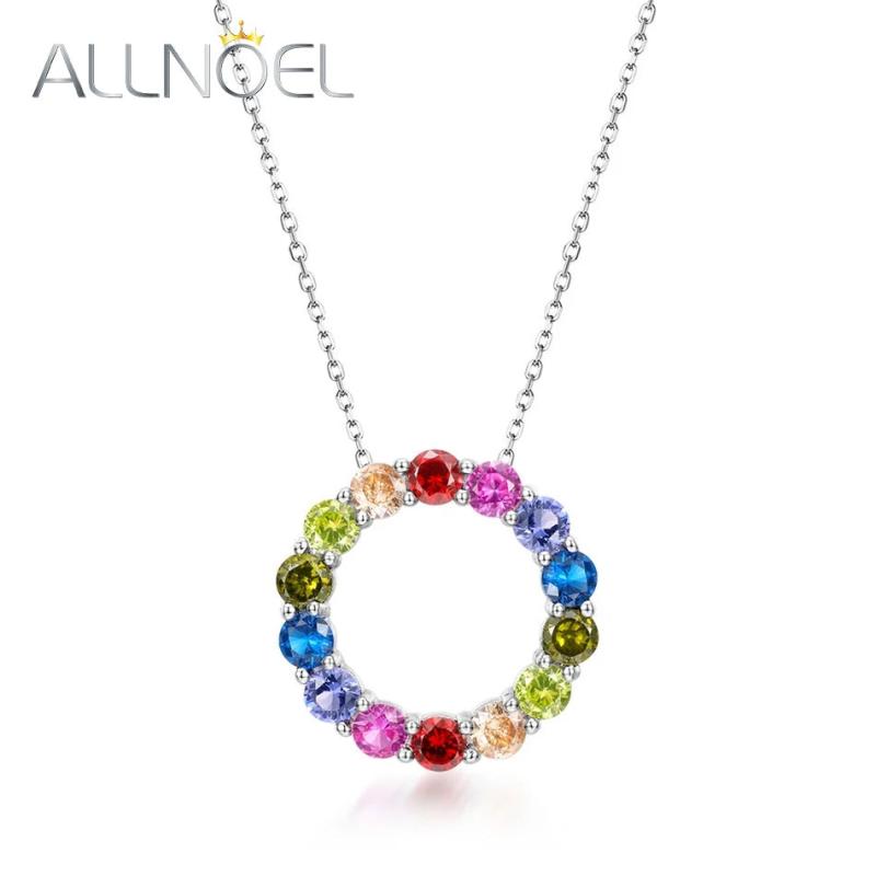 Rainbow Pendant Sterling Silver Necklace Colorful Cubic Zirconia