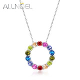 Rainbow Pendant Sterling Silver Necklace Colorful Cubic Zirconia