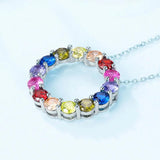 Rainbow Pendant Sterling Silver Necklace Colorful Cubic Zirconia