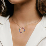 Rainbow Pendant Sterling Silver Necklace Colorful Cubic Zirconia