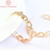2PCS 35x34MM 24K Brass Zircon Round Stud Earrings High Jewelry Findings