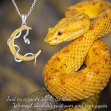 925-Sterling-Silver Snake Coiled Around Moon Pendant Necklace