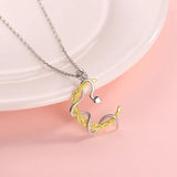 925-Sterling-Silver Snake Coiled Around Moon Pendant Necklace