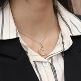 925-Sterling-Silver Snake Coiled Around Moon Pendant Necklace