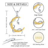 925-Sterling-Silver Snake Coiled Around Moon Pendant Necklace