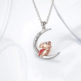 925 Silver Moon Flying Pig Necklace Engraved Everything is Possible