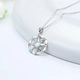 925 Silver Opal Nautical Compass Pendant Necklace for Women