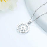 925 Silver Opal Nautical Compass Pendant Necklace for Women