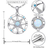 925 Silver Opal Nautical Compass Pendant Necklace for Women