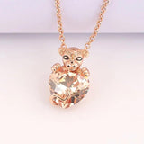 Rose Sparkling Princess Pendant Necklace 925 Sterling Silver