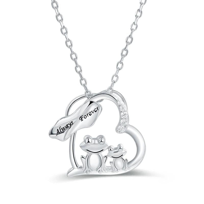 925 Silver Frog Mom & Kids Necklace Mother's Jewelry
