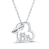 925 Silver Frog Mom & Kids Necklace Mother's Jewelry