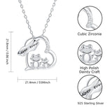 925 Silver Frog Mom & Kids Necklace Mother's Jewelry