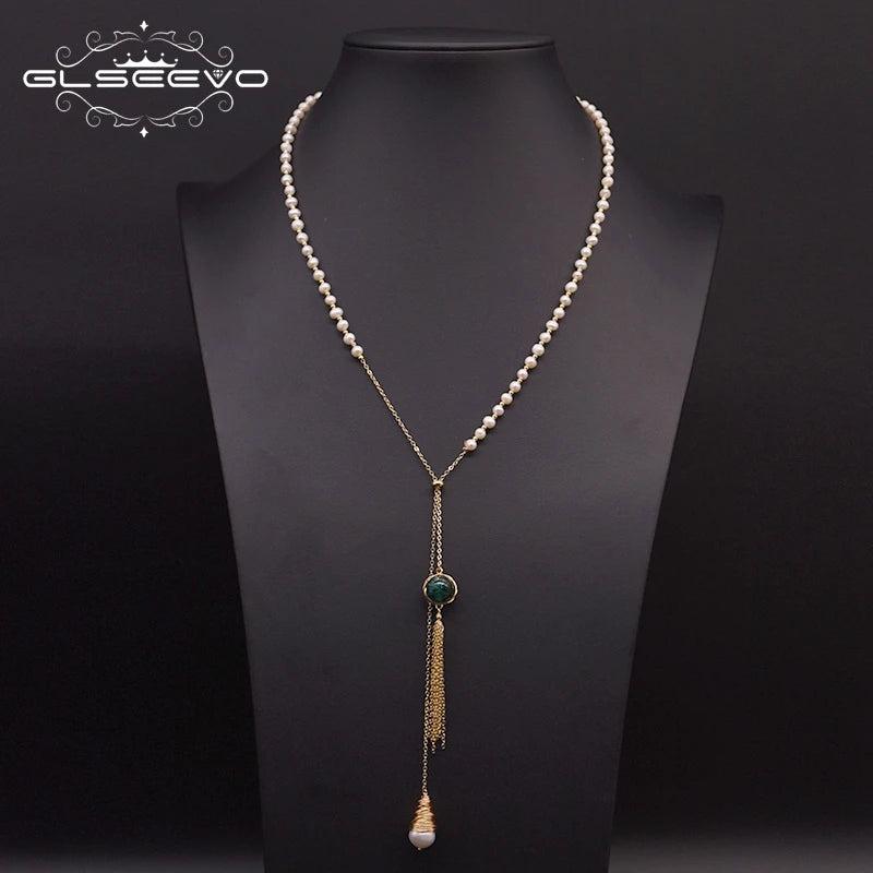 Freshwater Pearl Tassel Pendant Necklace Adjustable Wedding Jewelry