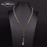 Freshwater Pearl Tassel Pendant Necklace Adjustable Wedding Jewelry